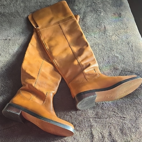 Leather Boots J. Crew Tan 8.5 over the knee - Picture 9 of 10